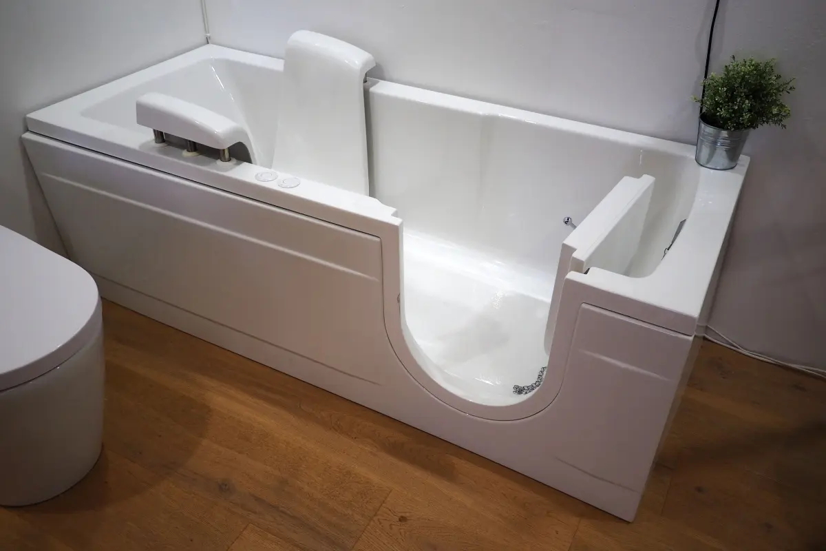 Bathtub with accessibility features.