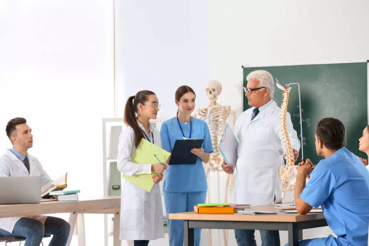Chiropractic students attending class