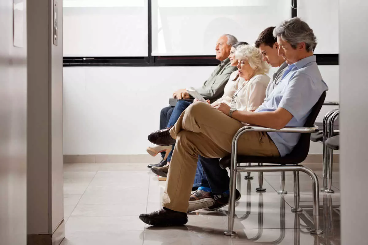 Patients sitting at the doctor's waiting room