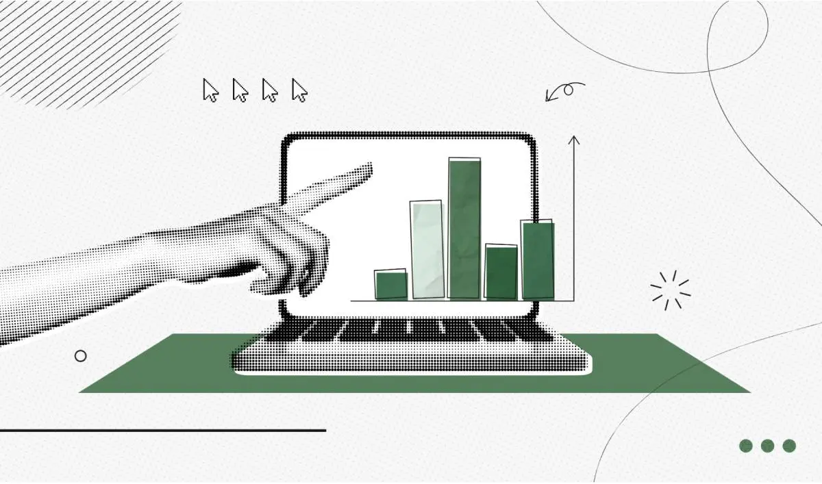 a hand pointing to an increasing chart on a laptop as a contractor learned how to increase HVAC sales