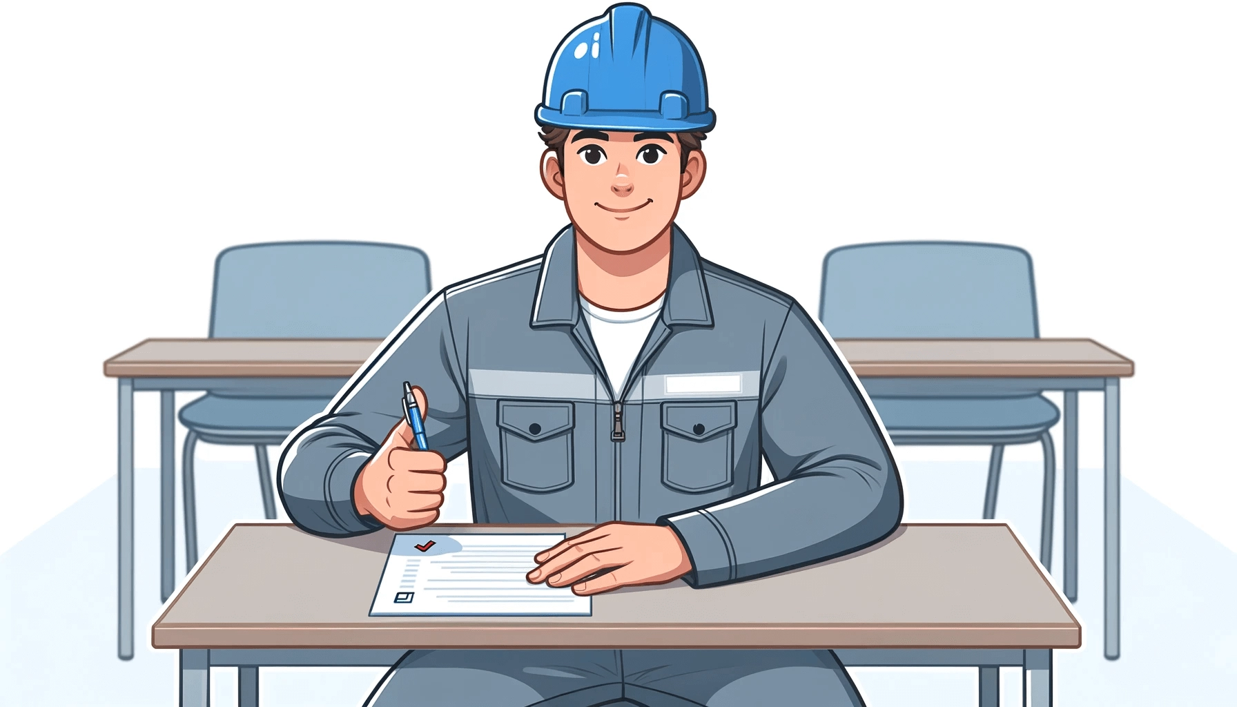Graphic of an HVAC contractor taking exam