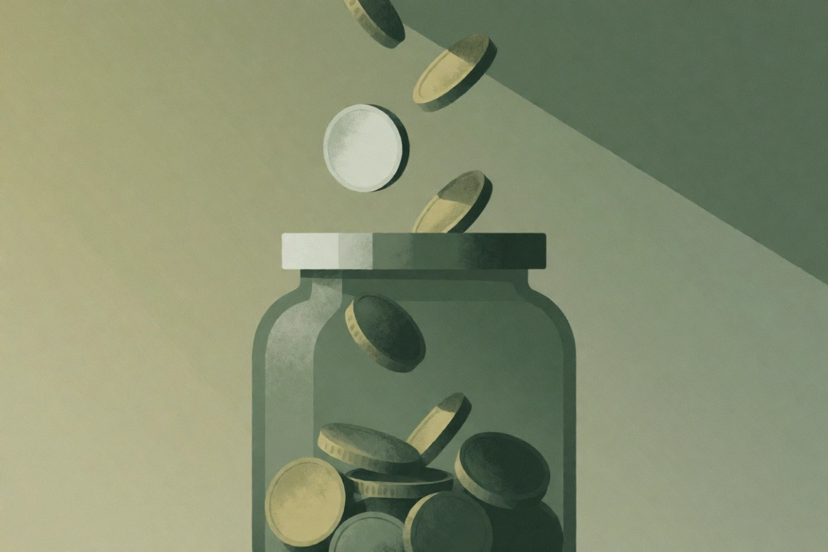 coins falling into a jar representing the premiums a contractor pays when they meet insurance requirements for HVAC companies