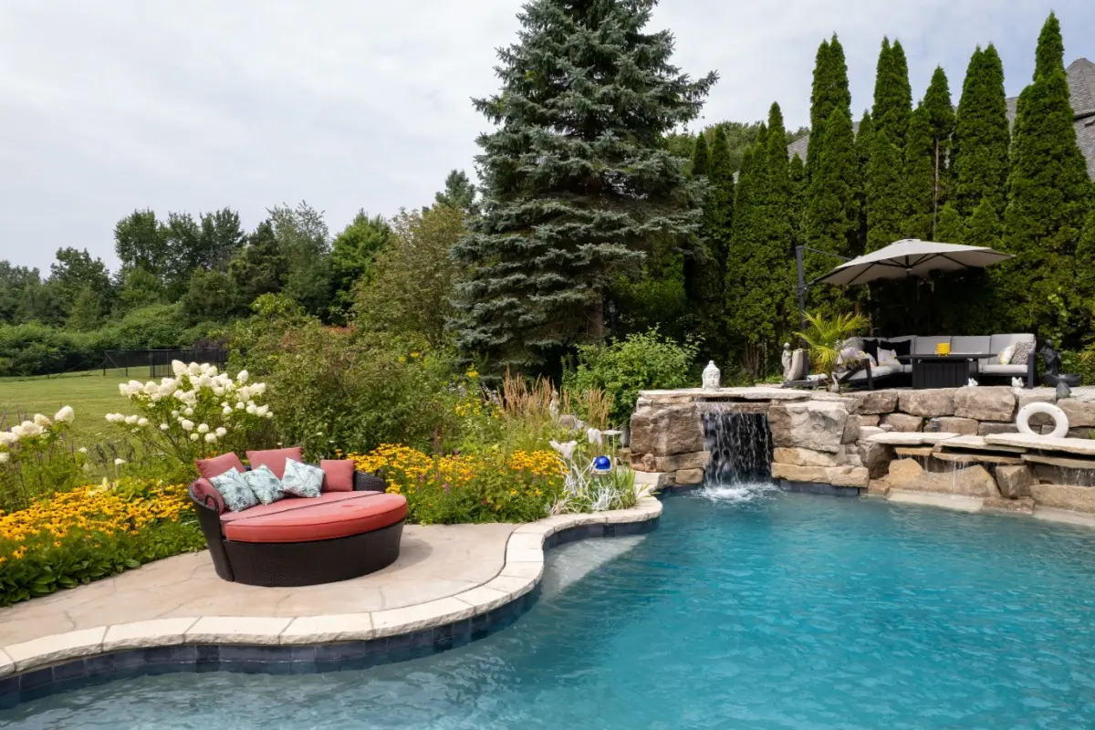 landscaping by a poolside 