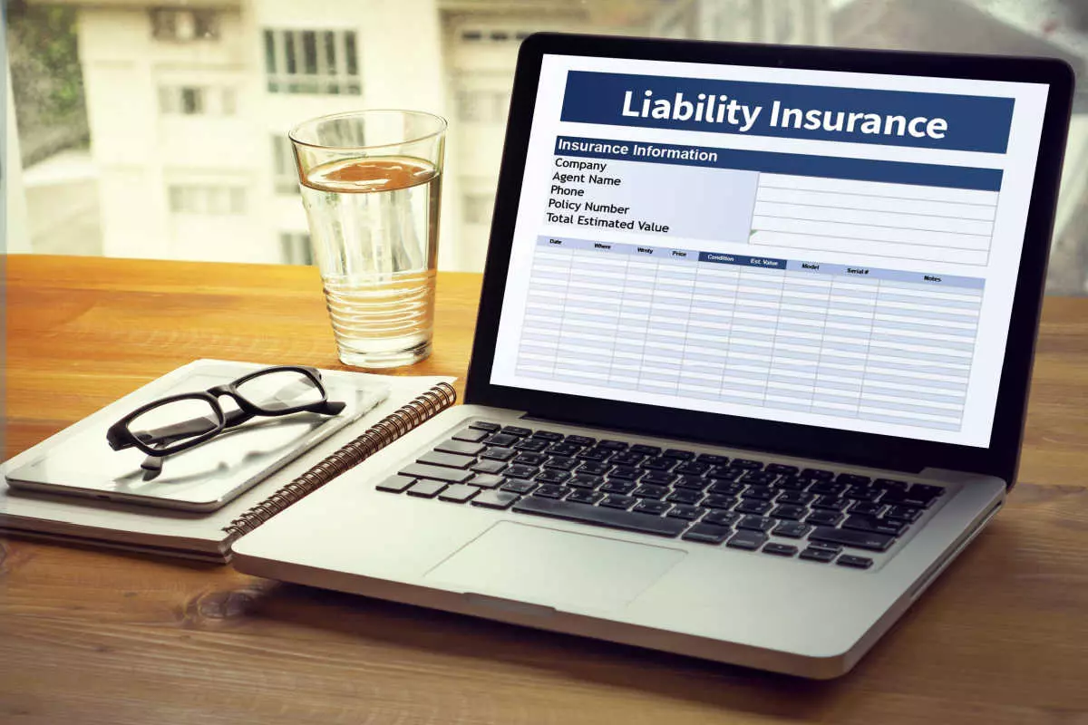 Liability insurance form on laptop