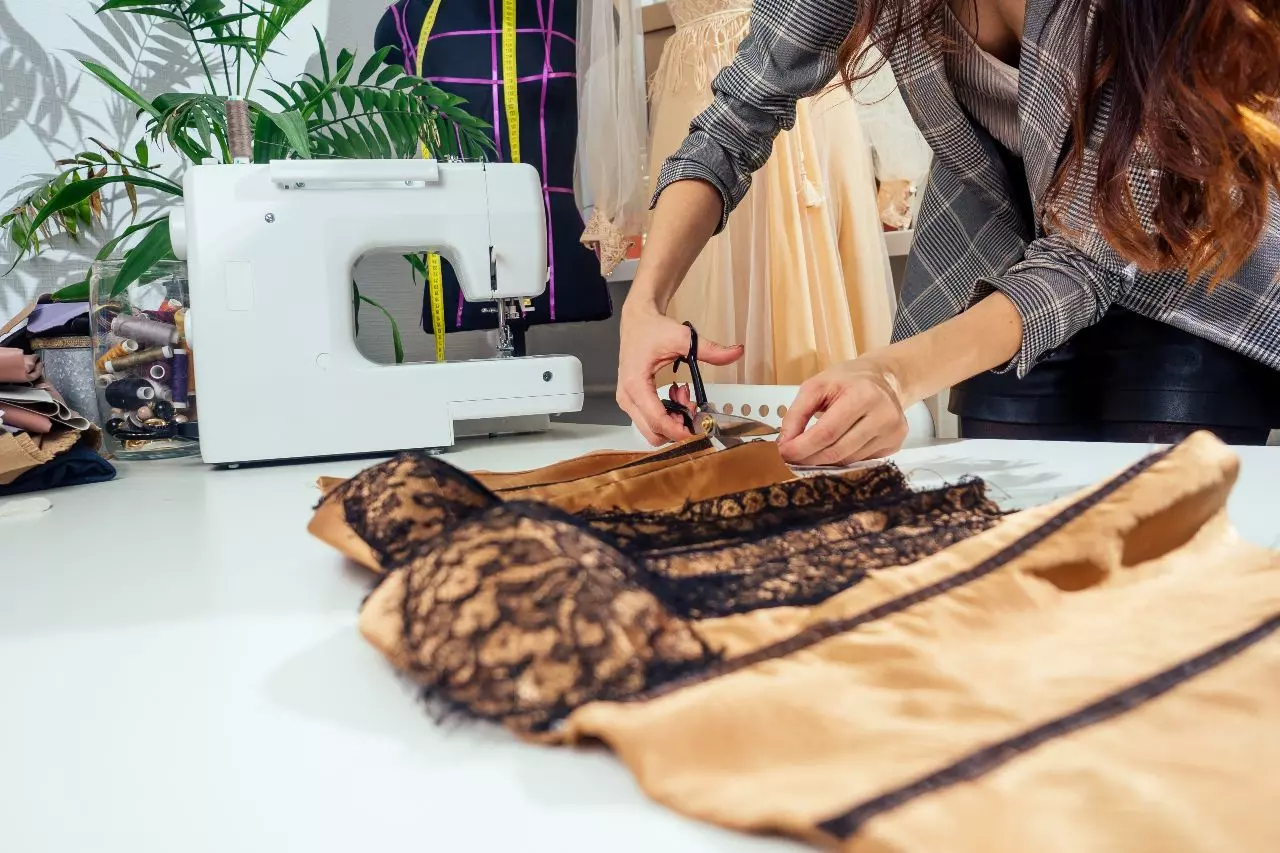 Seamstress making lingerie