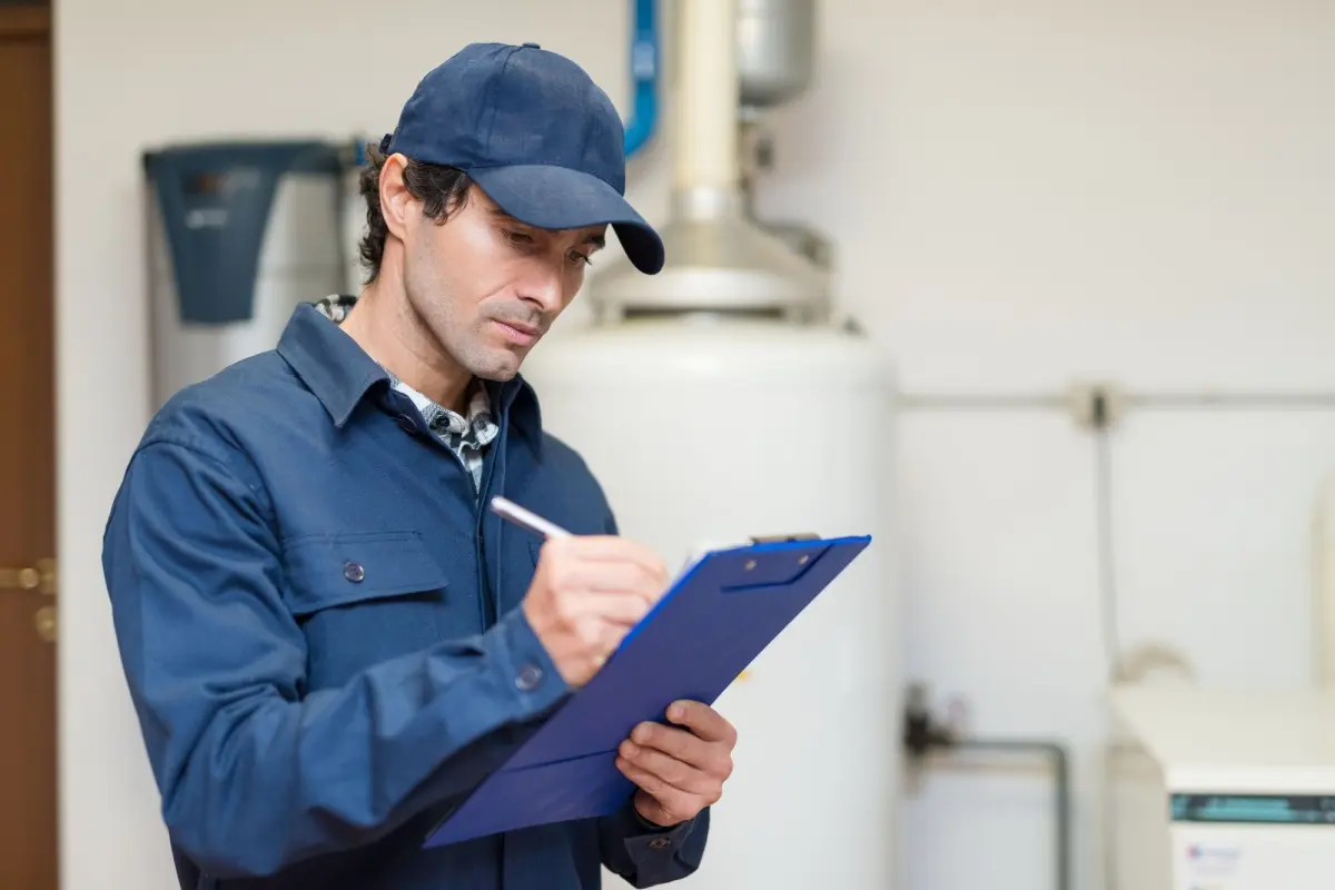 Plumber with clipboard