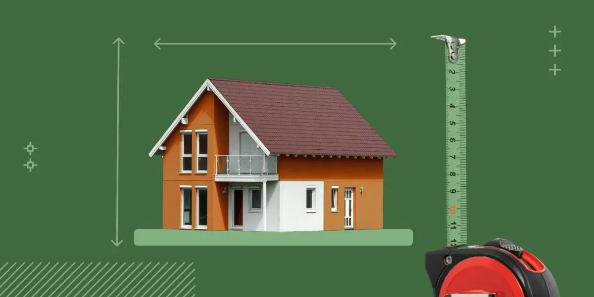roofing industry trends collage of a house with a brown roof being measured by a green tape measure