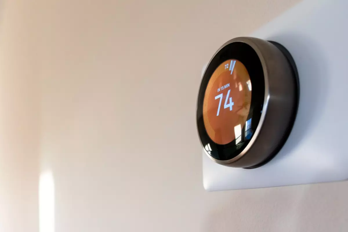 Close up on smart home HVAC thermostat 