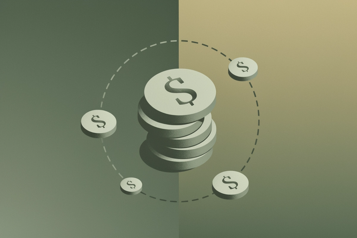 a stack of coins with dollar signs on them as other coins with dollar signs on them spin around after the contractor navigates the homeowner's financing objections