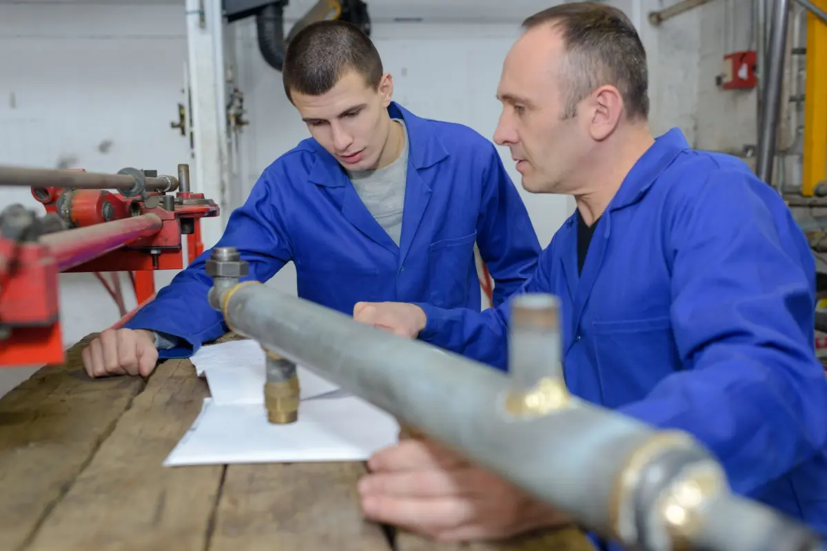 Plumber being trained